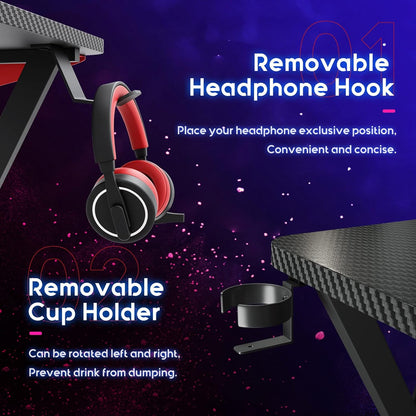 L Shaped Gaming Desk with Carbon Fiber Surface