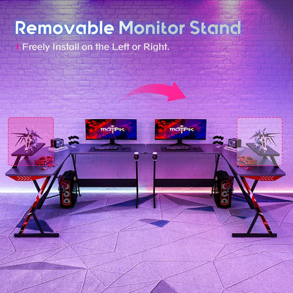 L Shaped Gaming Desk with Carbon Fiber Surface